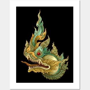 Thai art Naga head. Posters and Art